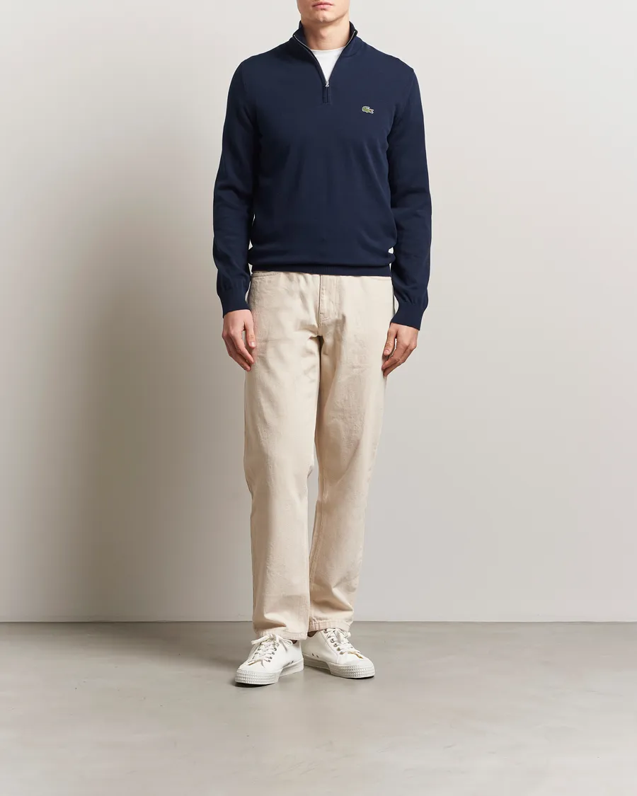 Cotton Knitted Half Zip Navy