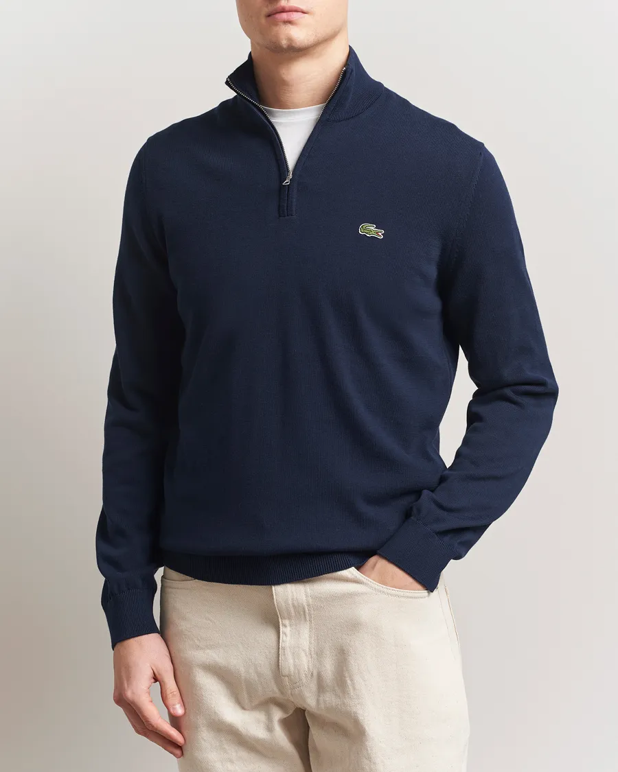 Cotton Knitted Half Zip Navy