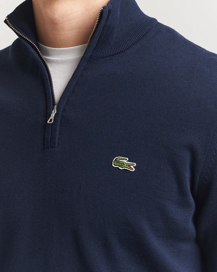 Cotton Knitted Half Zip Navy