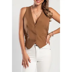 Elegante Weste mit Knöpfen, Kamele