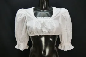 Gr.38 Dirndlbluse weiß Bluse für Dirndl Landhaus Baumwollmischung Spitze B10701