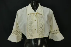 Gr.50 Dirndlbluse creme Bluse für Dirndl Dacron Baumwollmischung Spitze B10581