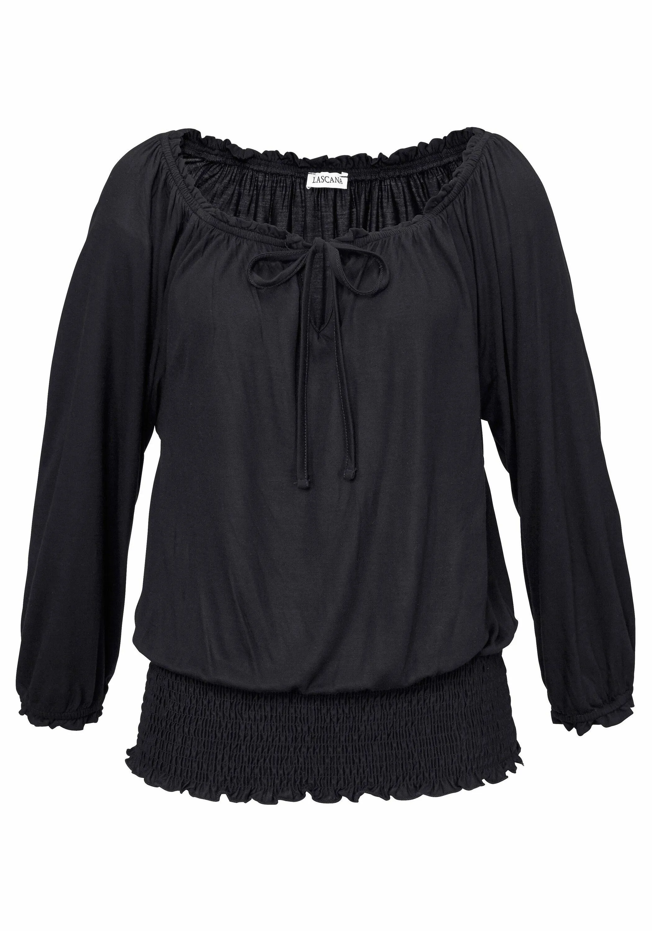 Lascana Carmenshirt Langarmbluse Damen schwarz im Online Shop von kaufen